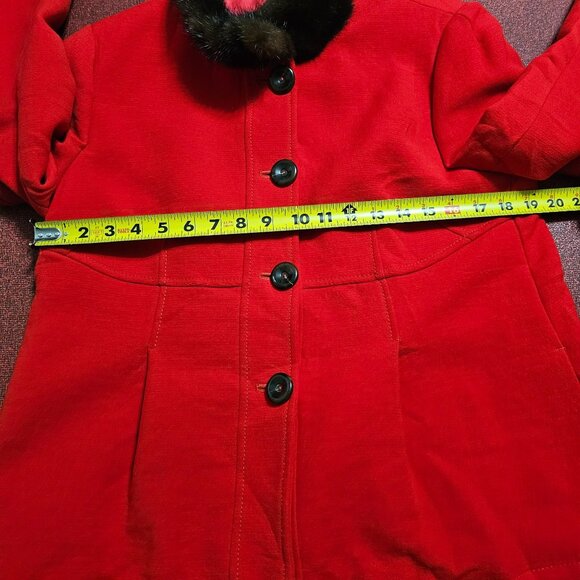 VTG R.E.D. Valentino Womens Red Wool Jacket Sz 12 Real Mink Fur Collar‎ Designer - Picture 7 of 14
